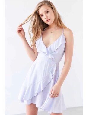 Urban Outfitters Kimchi Blue Sabrina Ruffle Wrap Mini Dress Lavender Sz 2